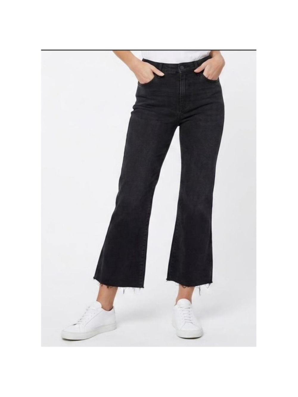Just Black Denim Scissor-Cut Crop Flare Jeans (Style: BP138J) grunge raw hem 28